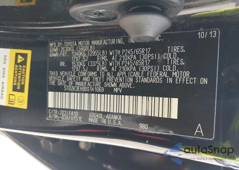 2013 Toyota Highlander Base Plus V6 from USA, damaged, VIN 5TDZK3EH9DS141069